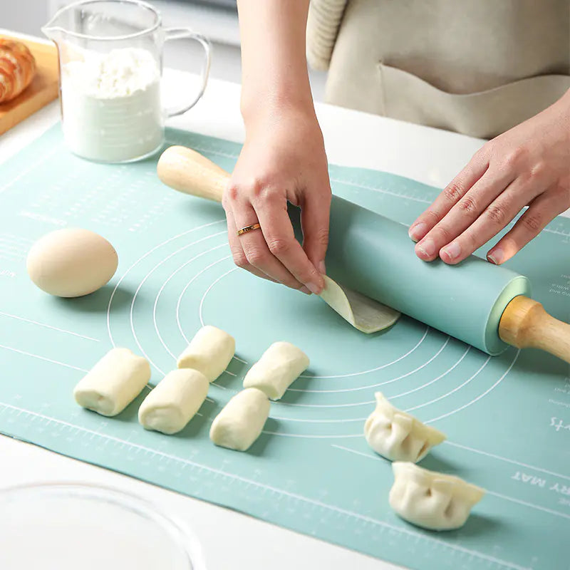 Thick Non-Slip Rolling Pin and Large Non-Stick Mat