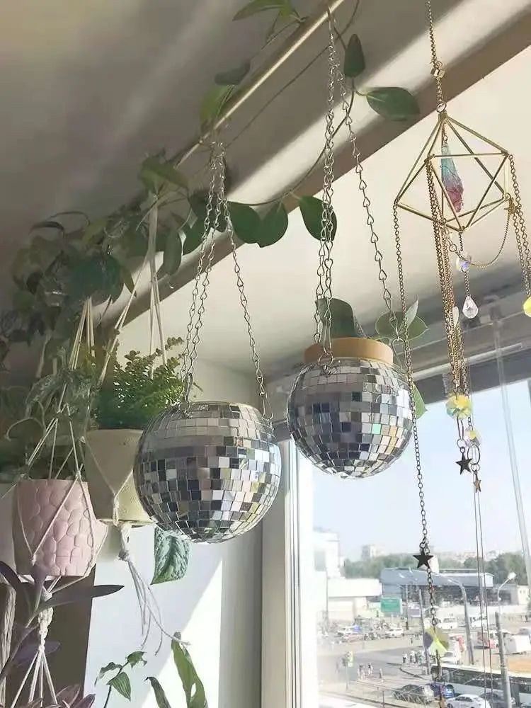 Boho Disco Ball Hanging Planter